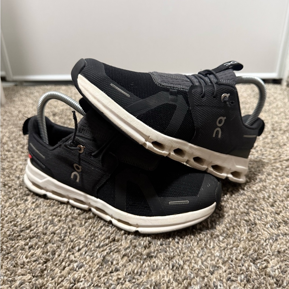 On Running Kids Black & White Cloud Athletic Sneakers